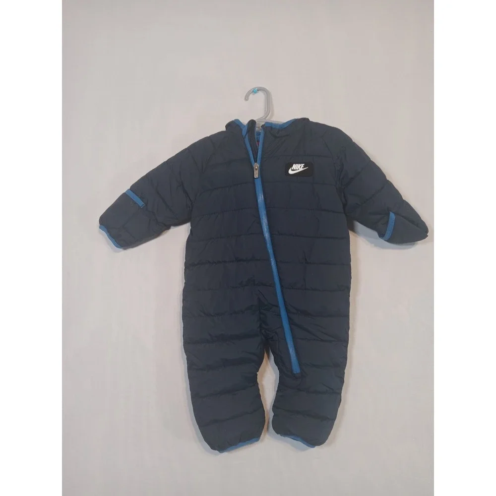 Nike Swoosh Infant Size 6-9‎ Months Navy Blue Quilted Puffer Snow Suit